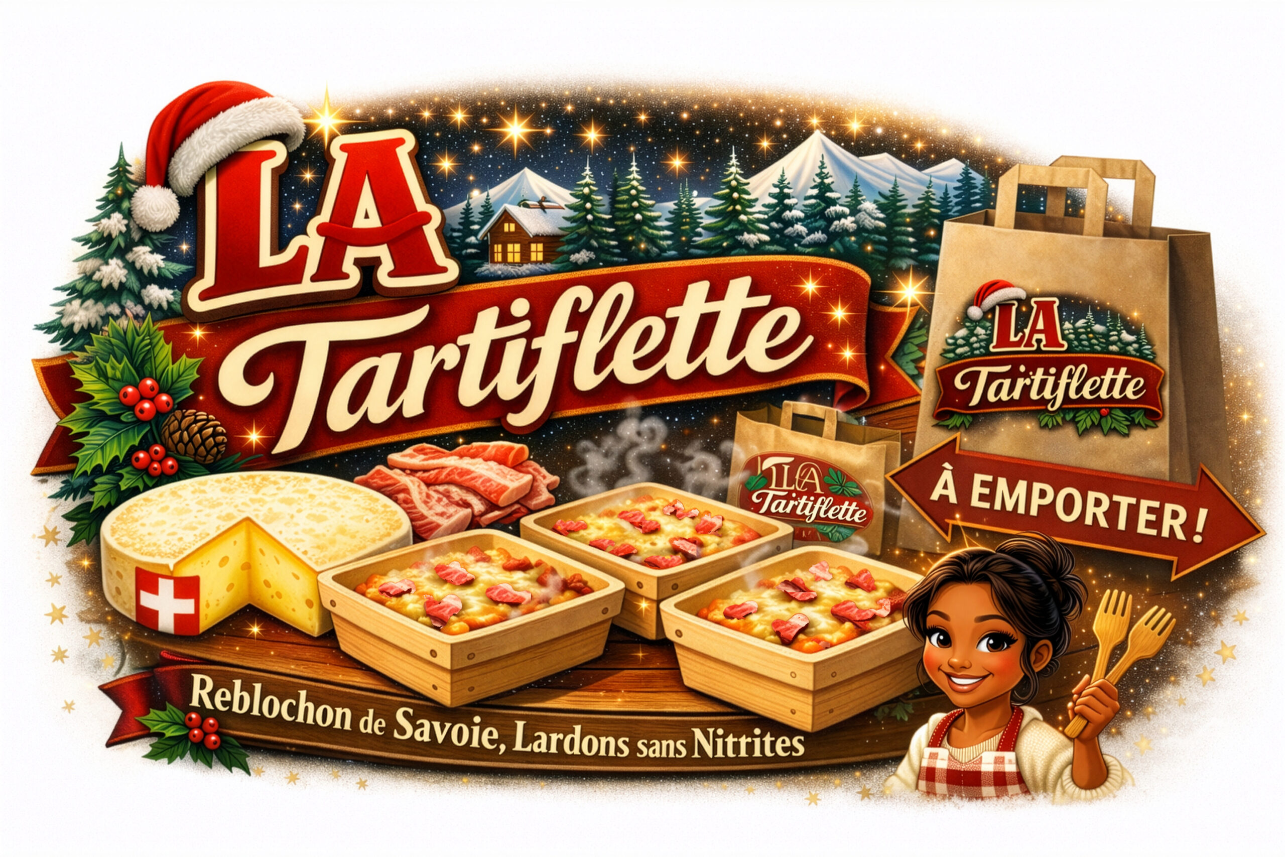 Affiche LA Tartiflette, esprit Noël
